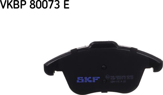 SKF VKBP 80073 E - Гальмівні колодки, дискові гальма autocars.com.ua