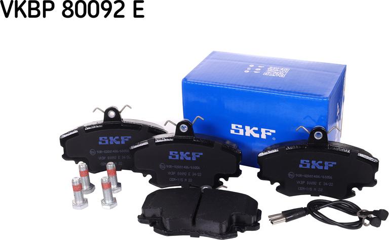 SKF VKBP 80092 E - Тормозные колодки, дисковые, комплект autodnr.net