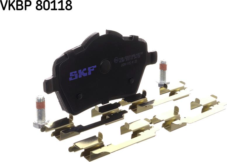 SKF VKBP 80118 - Гальмівні колодки, дискові гальма autocars.com.ua