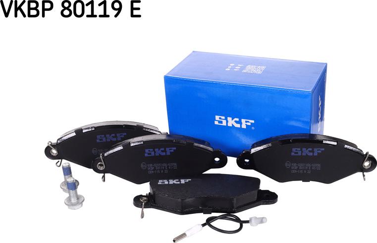 SKF VKBP 80119 E - Гальмівні колодки, дискові гальма autocars.com.ua