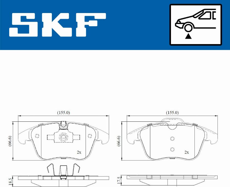 SKF VKBP 80155 E - Гальмівні колодки, дискові гальма autocars.com.ua