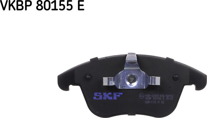 SKF VKBP 80155 E - Гальмівні колодки, дискові гальма autocars.com.ua