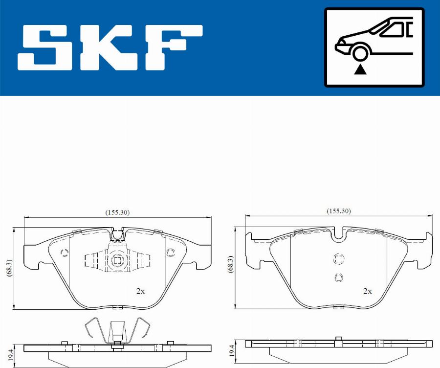 SKF VKBP 80159 - Гальмівні колодки, дискові гальма autocars.com.ua