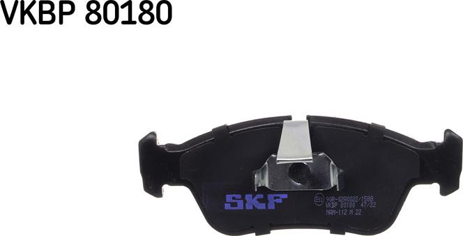 SKF VKBP 80180 - Гальмівні колодки, дискові гальма autocars.com.ua