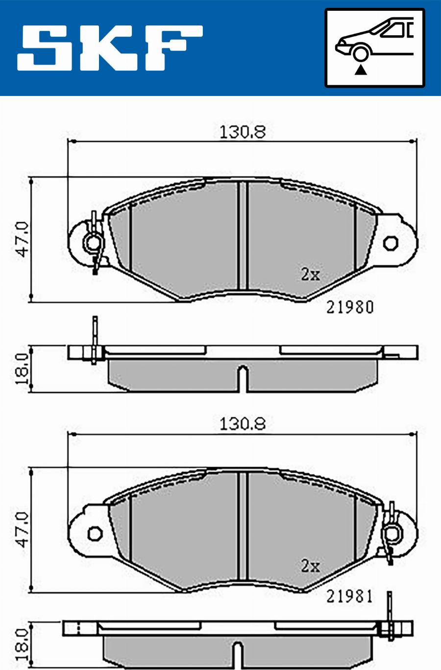 SKF VKBP 80212 - Гальмівні колодки, дискові гальма autocars.com.ua