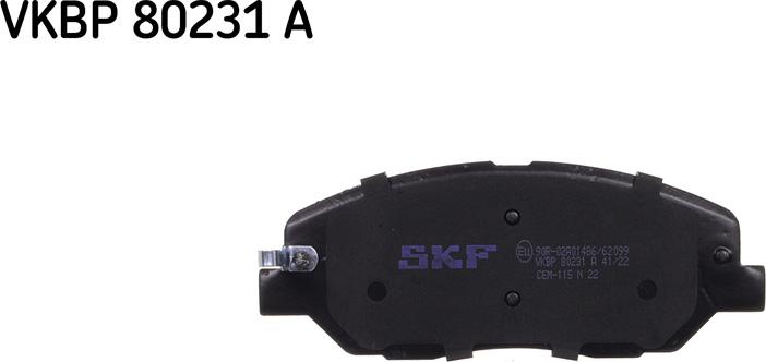 SKF VKBP 80231 A - Тормозные колодки, дисковые, комплект autodnr.net
