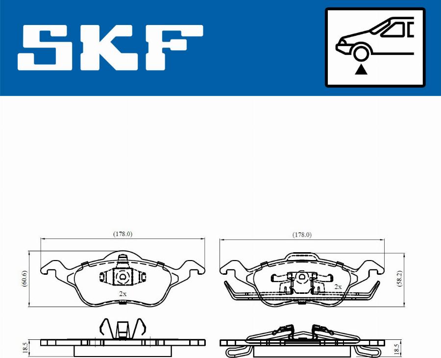 SKF VKBP 80260 - Гальмівні колодки, дискові гальма autocars.com.ua