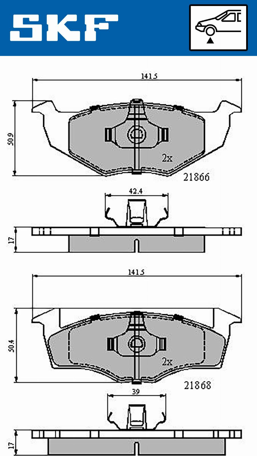 SKF VKBP 80278 - Тормозные колодки, дисковые, комплект autodnr.net