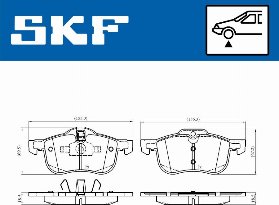 SKF VKBP 80385 - Гальмівні колодки, дискові гальма autocars.com.ua