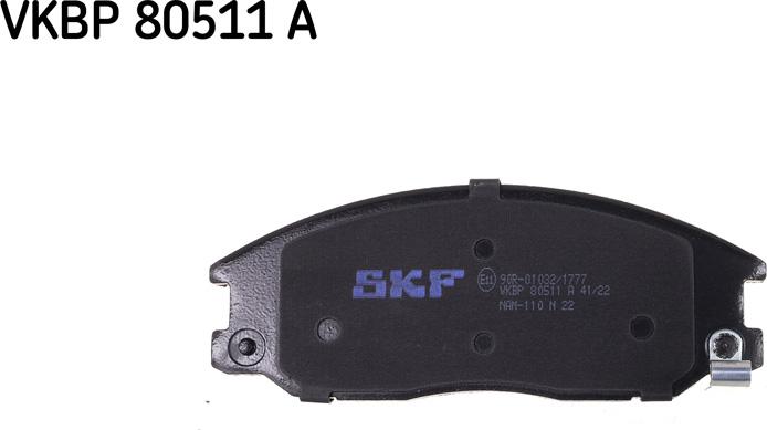 SKF VKBP 80511 A - Тормозные колодки, дисковые, комплект autodnr.net