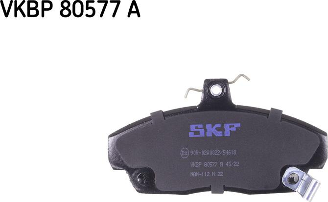 SKF VKBP 80577 A - Гальмівні колодки, дискові гальма autocars.com.ua