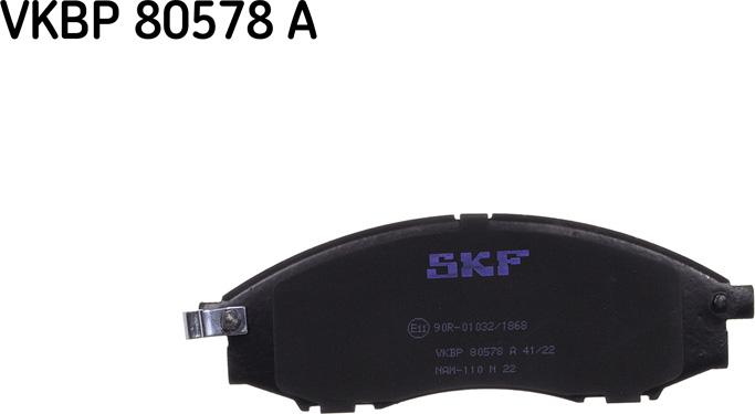 SKF VKBP 80578 A - Гальмівні колодки, дискові гальма autocars.com.ua