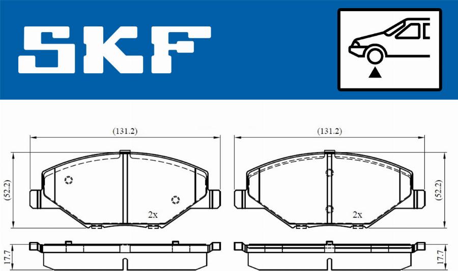 SKF VKBP 80628 - Тормозные колодки, дисковые, комплект avtokuzovplus.com.ua