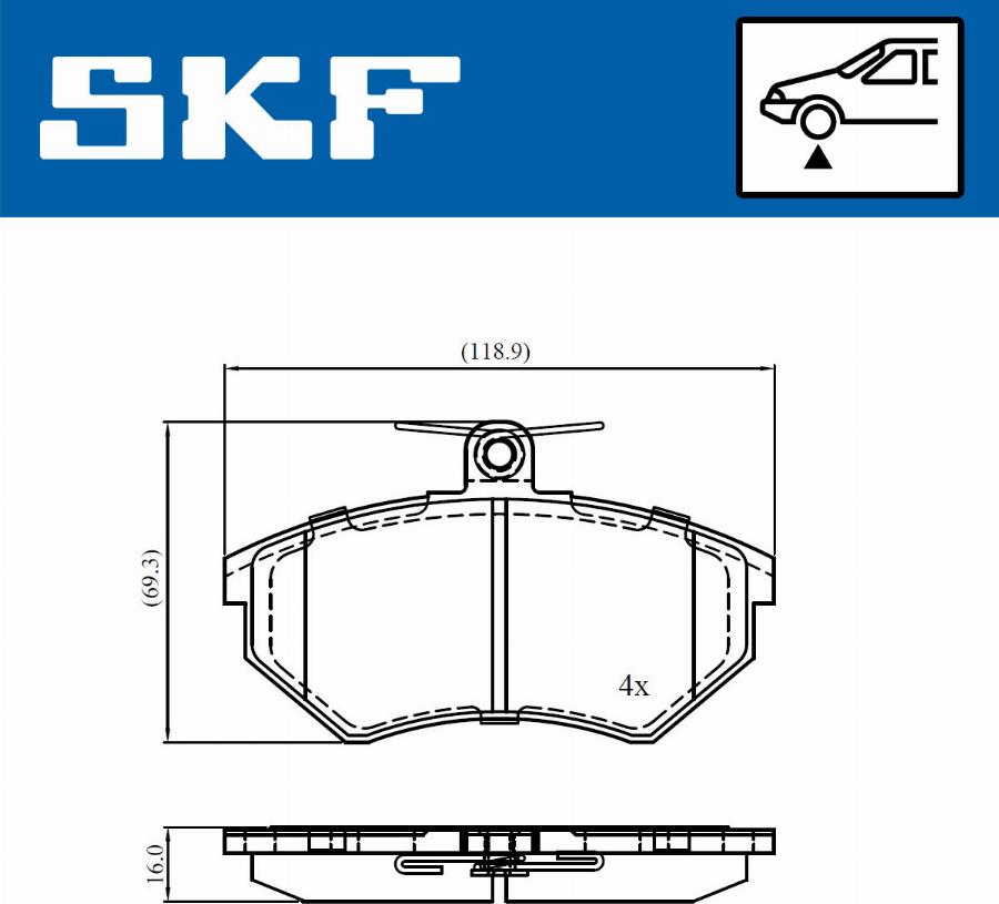 SKF VKBP 80668 - Гальмівні колодки, дискові гальма autocars.com.ua