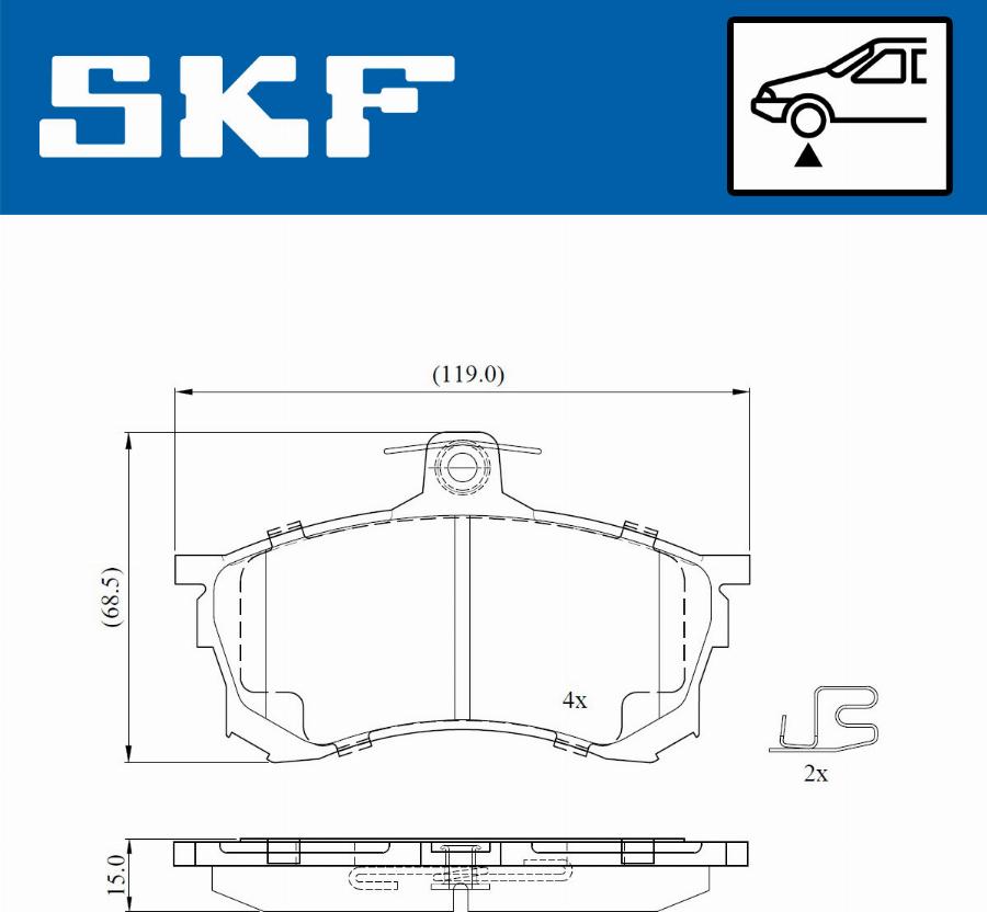 SKF VKBP 80872 A - Гальмівні колодки, дискові гальма autocars.com.ua