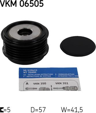 SKF VKM 06505 - Шкив генератора, муфта avtokuzovplus.com.ua