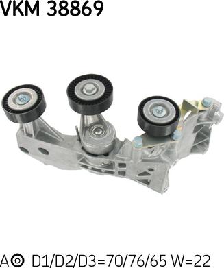 SKF VKM 38869 - Паразитний / провідний ролик, поліклиновий ремінь autocars.com.ua