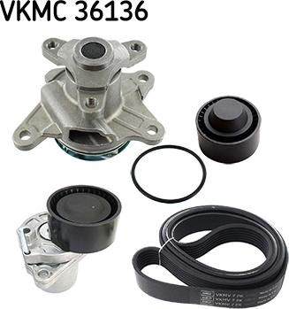 SKF VKMC 36136 - Водяний насос + комплект струмкових ременів autocars.com.ua