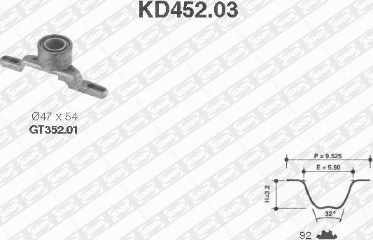 SNR KD452.03 - Комплект ременя ГРМ autocars.com.ua