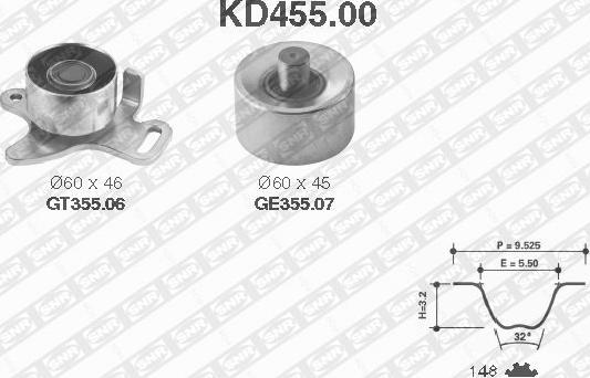 SNR KD455.00 - Комплект ременя ГРМ autocars.com.ua