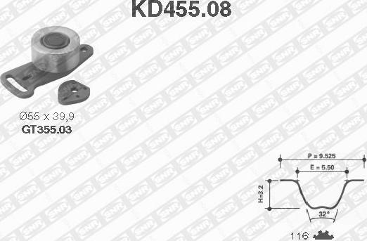 SNR KD455.08 - Комплект ременя ГРМ autocars.com.ua