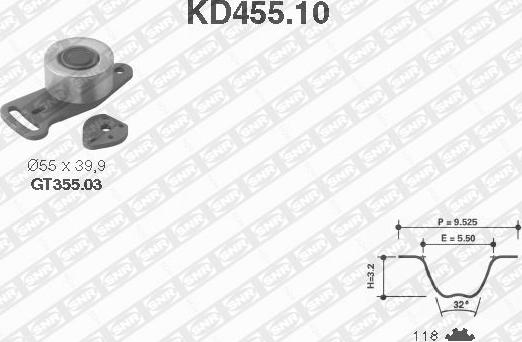 SNR KD455.10 - Комплект ременя ГРМ autocars.com.ua
