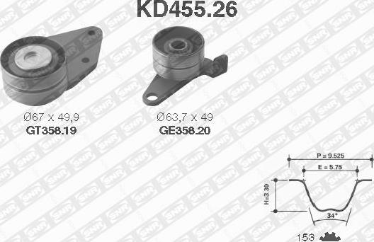 SNR KD455.26 - Комплект ремня ГРМ avtokuzovplus.com.ua