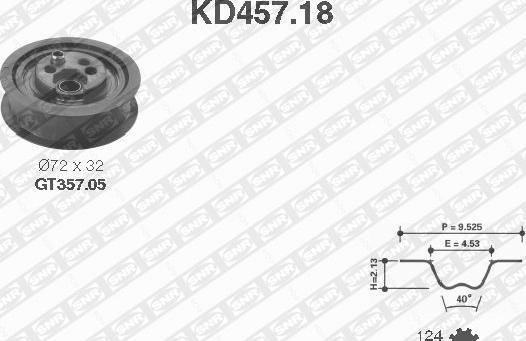 SNR KD457.18 - Комплект ременя ГРМ autocars.com.ua