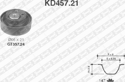 SNR KD457.21 - Комплект ременя ГРМ autocars.com.ua