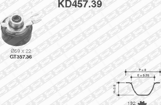 SNR KD457.39 - Комплект ременя ГРМ autocars.com.ua