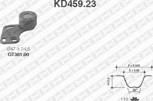 SNR KD459.23 - Комплект ременя ГРМ autocars.com.ua