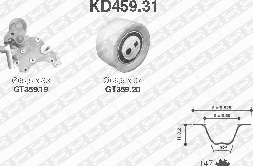 SNR KD459.31 - Комплект ременя ГРМ autocars.com.ua