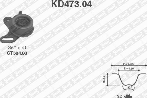 SNR KD473.04 - Комплект ременя ГРМ autocars.com.ua