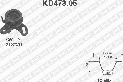 SNR KD473.05 - Комплект ременя ГРМ autocars.com.ua