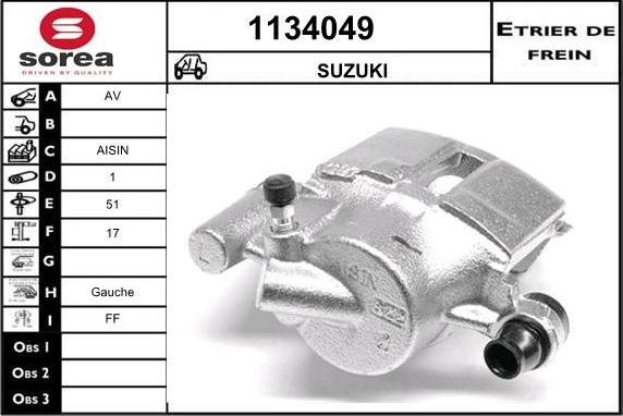 SNRA 1134049 - Гальмівний супорт autocars.com.ua