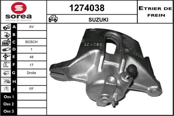 SNRA 1274038 - Гальмівний супорт autocars.com.ua