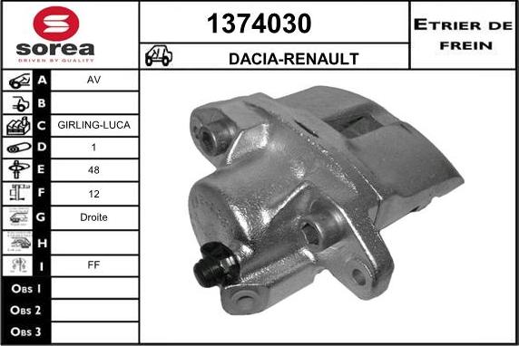 SNRA 1374030 - Гальмівний супорт autocars.com.ua