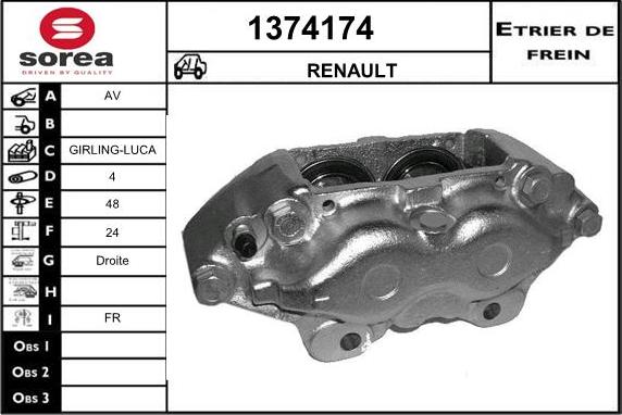 SNRA 1374174 - Гальмівний супорт autocars.com.ua