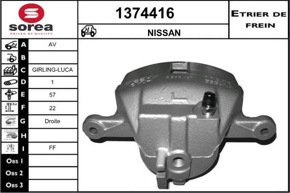 SNRA 1374416 - Гальмівний супорт autocars.com.ua