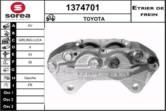 SNRA 1374701 - Гальмівний супорт autocars.com.ua