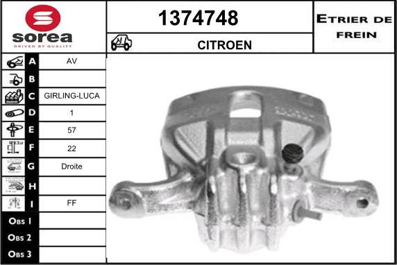 SNRA 1374748 - Гальмівний супорт autocars.com.ua