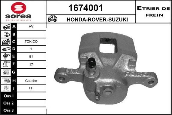 SNRA 1674001 - Гальмівний супорт autocars.com.ua