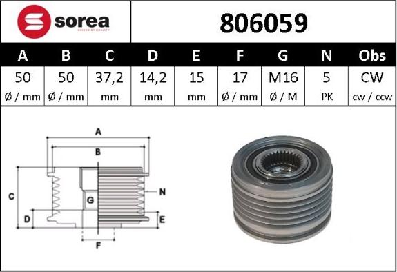 SNRA 806059 - Шкив генератора, муфта avtokuzovplus.com.ua