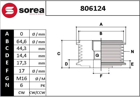 SNRA 806124 - Шкив генератора, муфта avtokuzovplus.com.ua