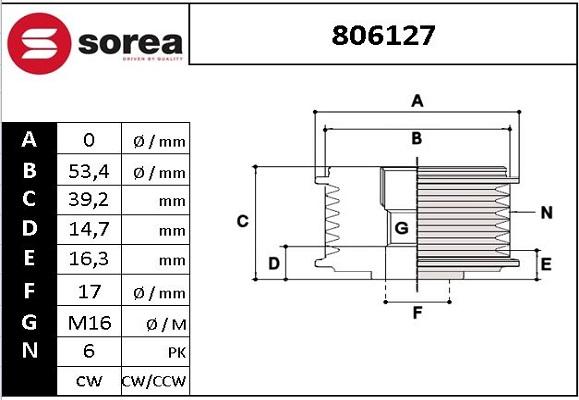 SNRA 806127 - Шкив генератора, муфта avtokuzovplus.com.ua