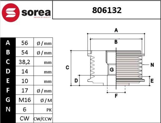 SNRA 806132 - Шкив генератора, муфта autodnr.net