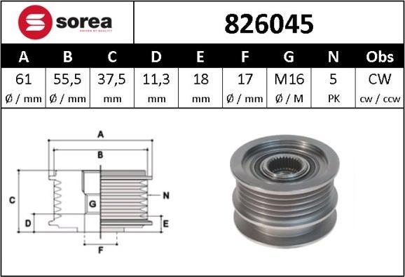 SNRA 826045 - Шкив генератора, муфта avtokuzovplus.com.ua