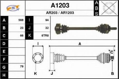 SNRA A1203 - Приводний вал autocars.com.ua