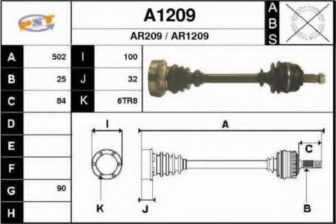 SNRA A1209 - Приводний вал autocars.com.ua