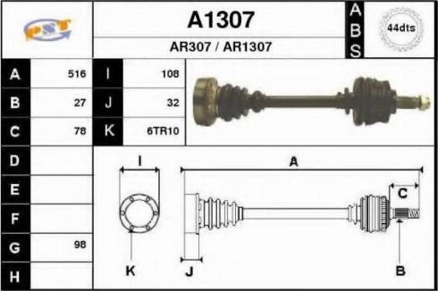 SNRA A1307 - Приводний вал autocars.com.ua